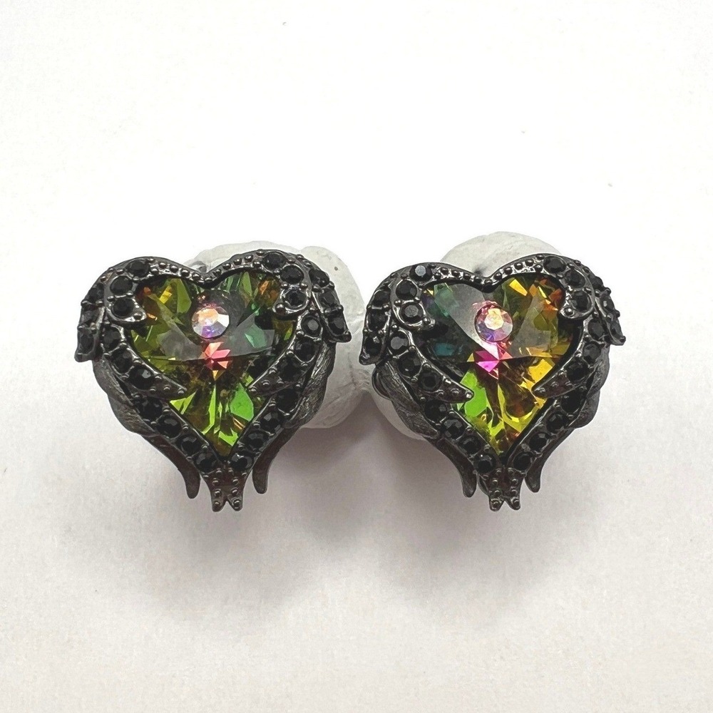 Heart Earrings‎ Wings Goth Iridescent Witchy Whimsigoth